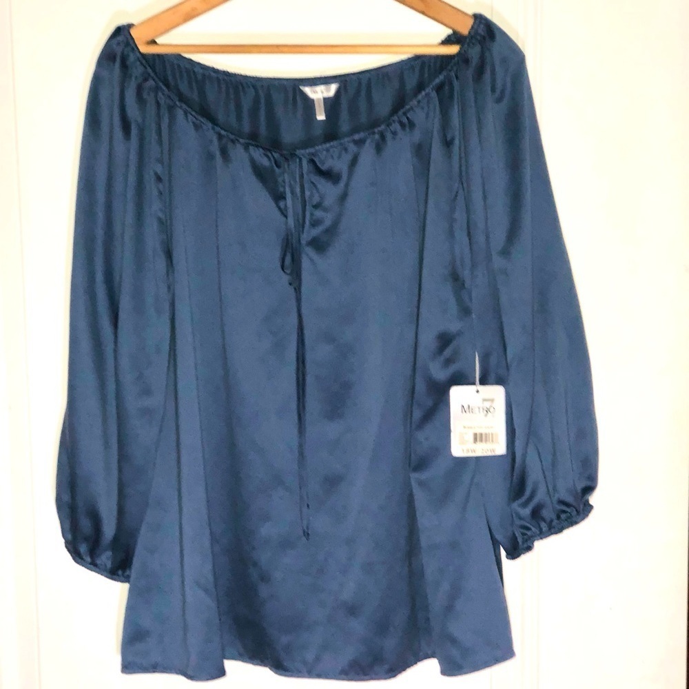 Metro 7 Blue Bubble Top Solid 18-22W new with tags